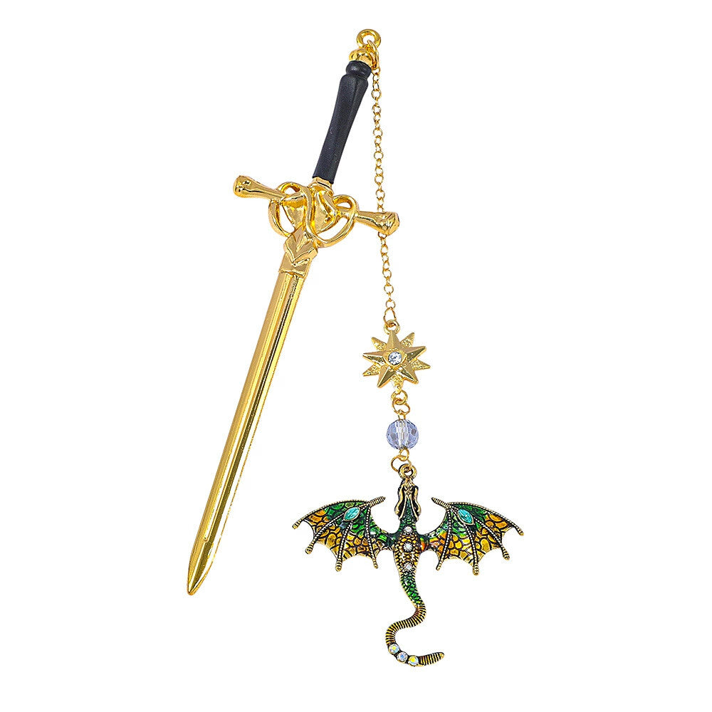 Bokmärke för fantasy-stegosaurus · Ge din läsning en touch av äventyr.