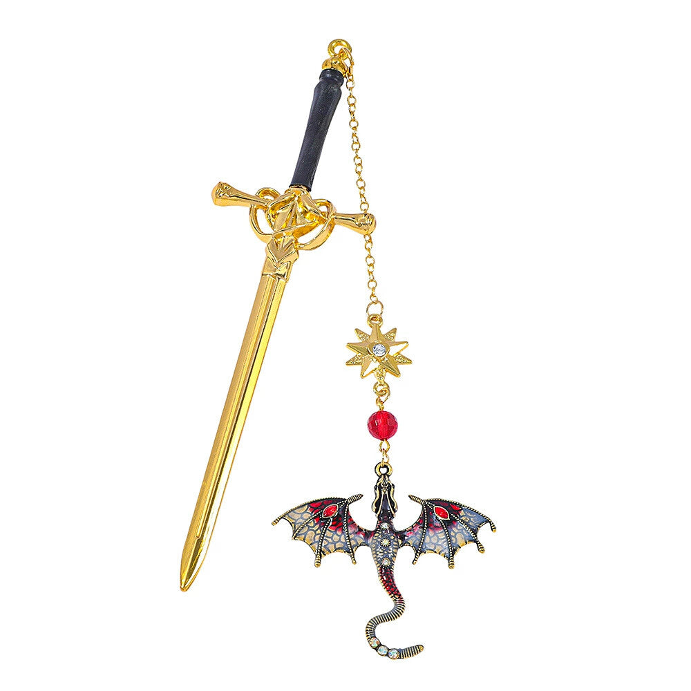 Bokmärke för fantasy-stegosaurus · Ge din läsning en touch av äventyr.