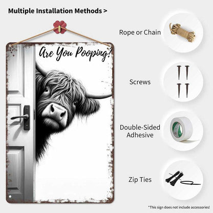 🐄 Den fräcka besökaren: Vintage höglandskon-skylt