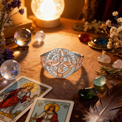 🔮💍Handgjord S925 Häxans Returknut Skyddsring💞Skydda dina nära och kära