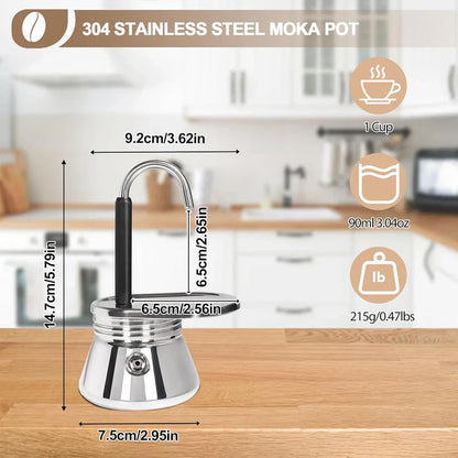 Classic 304 Stainless Steel Moka Pot