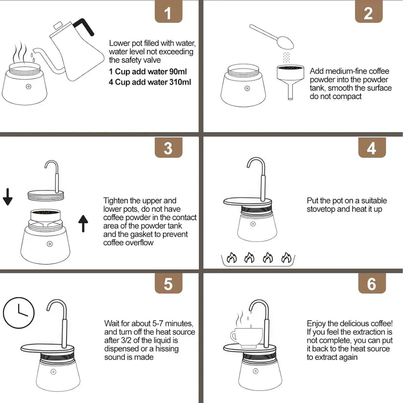 Classic 304 Stainless Steel Moka Pot