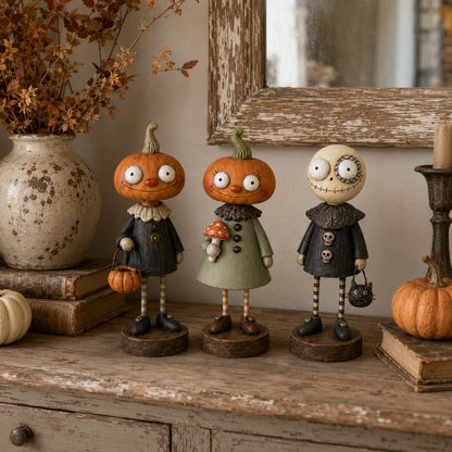 🎃Primitive Pumpkin Friends – Vintage Halloween Figurines Collection