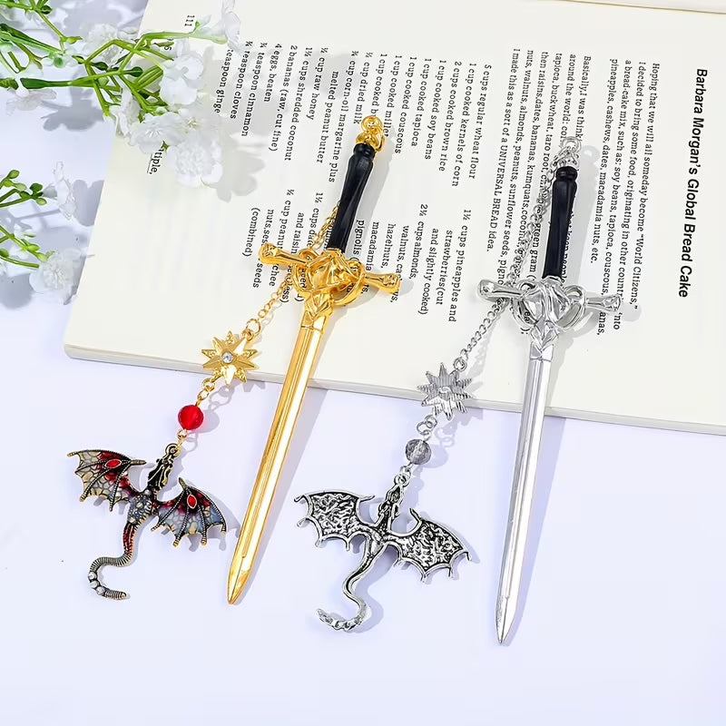 Bokmärke för fantasy-stegosaurus · Ge din läsning en touch av äventyr.