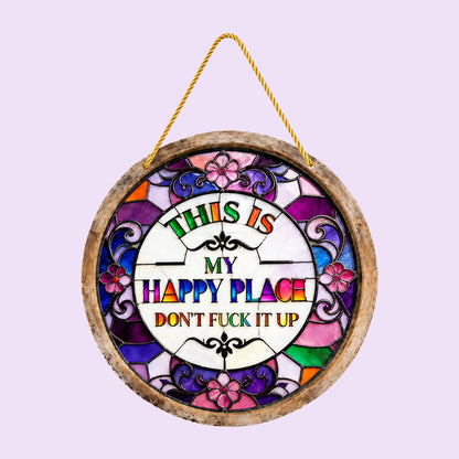 🏡🌈✨Stained Glass Happy Place Hanging Decor