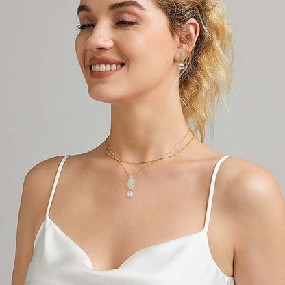✨ Pärlörhängen & Halsband med Vingdesign – Elegant Smyckesset för Kvinnor