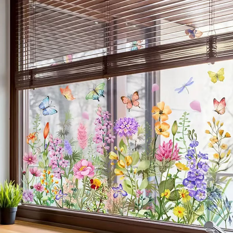 💐Färgglad Blombukett Fönsterklistermärke🖼️(Klipp Till Önskad Storlek)