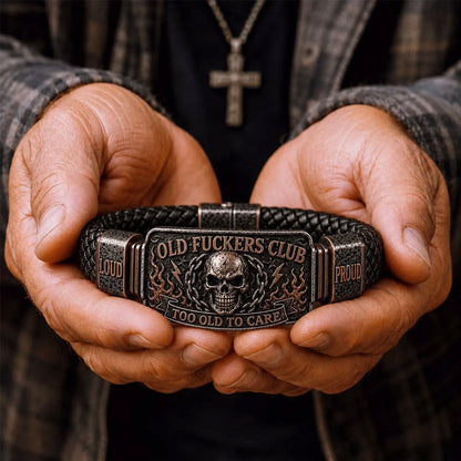 Old Fuckers Club Braided Leather Bracelet - Too Old To Care