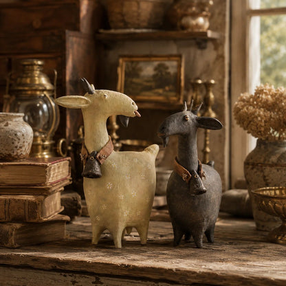 Whimsical Farmhouse Goat Figurines
