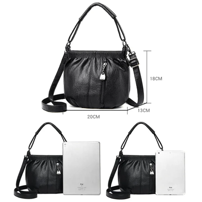 Mjuk läderväska med skrynklig design 👜✨