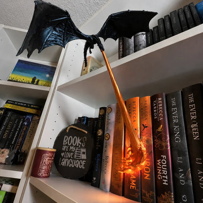 🐉 Fire-breathing dragon bookshelf decoration lamp + LED flame lighting set