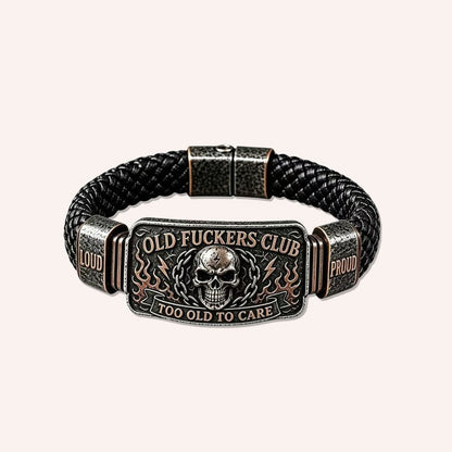Old Fuckers Club Braided Leather Bracelet - Too Old To Care