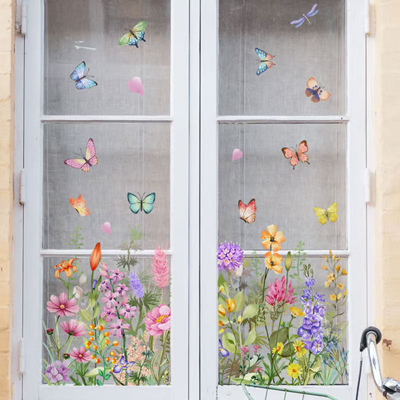 💐Färgglad Blombukett Fönsterklistermärke🖼️(Klipp Till Önskad Storlek)