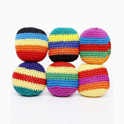 Multi-Pattern Hand-Knitted Hacky Sack Set