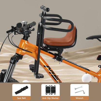 🚲Front Mounted Kids Bike Seat – Adjustable, Foldable, High-Carbon Steel Frame ✨