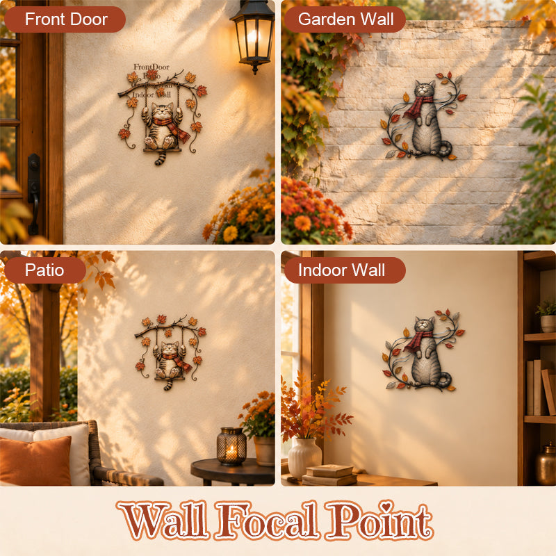 🍁Autumn Cat Metal Wall Decor🐱
