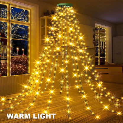 🎄 LED Ring Vattenfall Julgransbelysning 🎄