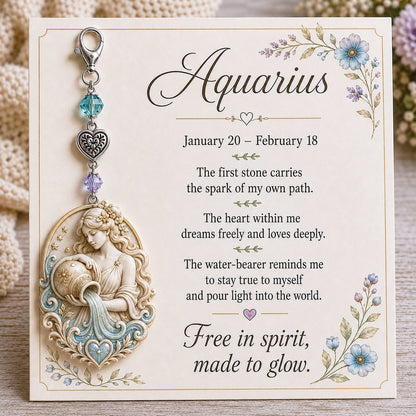 🌙12 Zodiac Birthstone Charm Keepsake Card