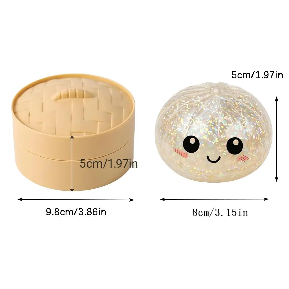 Glitter Dumpling Squishy Box – Söt fidgetleksak som lindrar ångest, med förvaringslåda