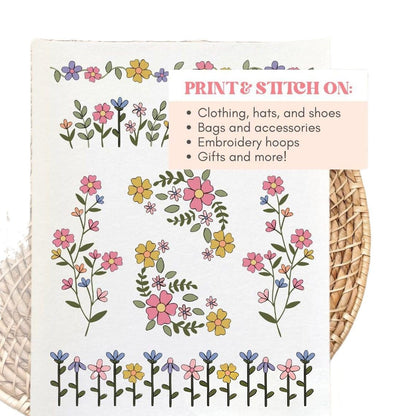 🌸Blomsterlinjer Designade Blomsterkantmönster Broderimönster – Stick & Stitch för nybörjare