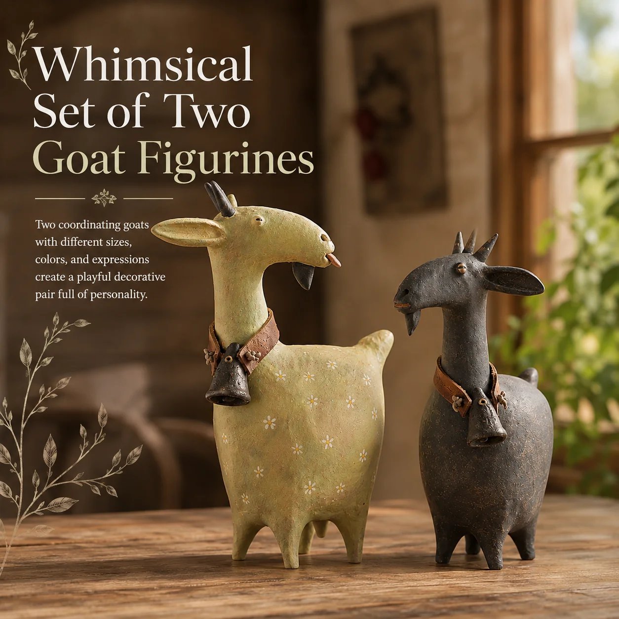 Whimsical Farmhouse Goat Figurines