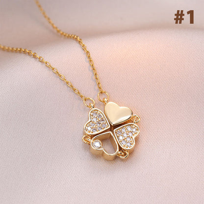 A Heart to Heart Double Wear Öppna Stäng Fyrklöver Halsband