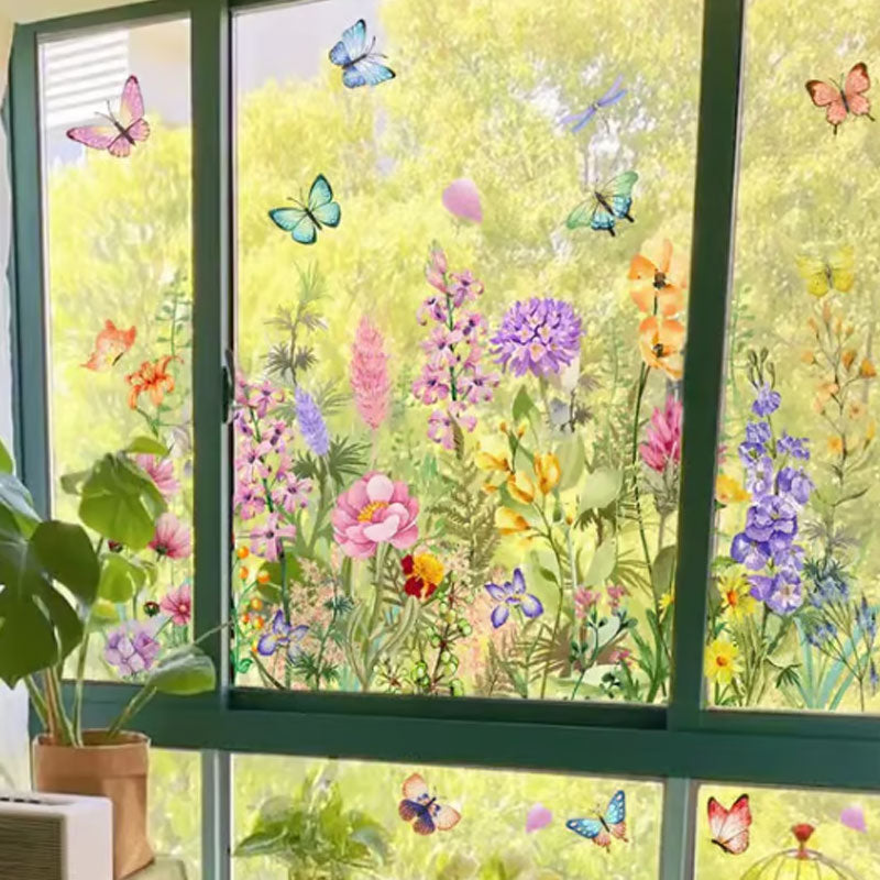 💐Färgglad Blombukett Fönsterklistermärke🖼️(Klipp Till Önskad Storlek)