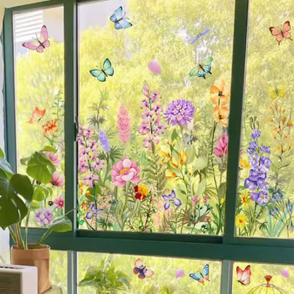 💐Färgglad Blombukett Fönsterklistermärke🖼️(Klipp Till Önskad Storlek)