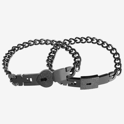 Matching bracelets with a heart-shaped lock