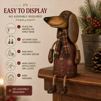 🎄 Vintage Christmas Dachshund Shelf Sitter | Festive Dog Decor