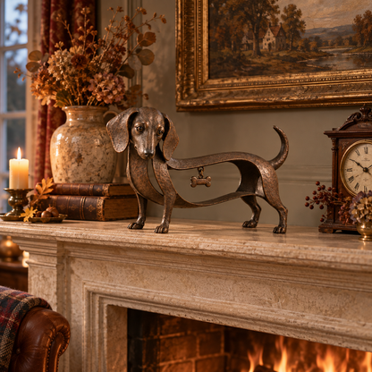 🐾Vintage-style Dachshund Sculpture – A Timeless Classic / Vintage Wrought-Iron Dachshund Ornament