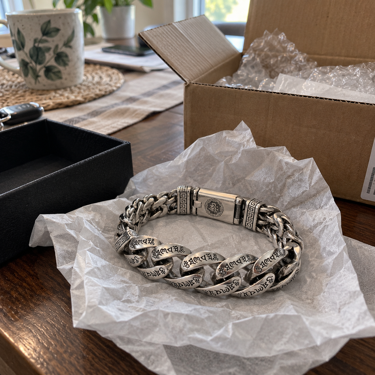Men's Retro Six-Syllable Mantra Bracelet