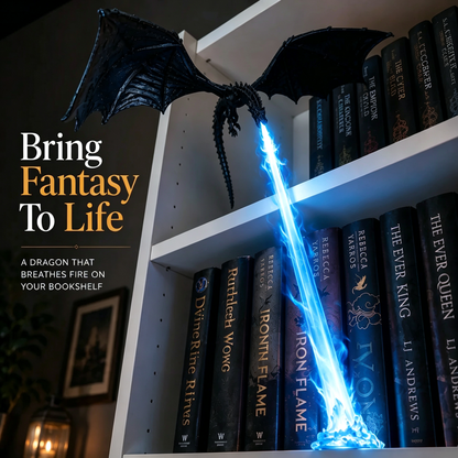🐉 Fire-breathing dragon bookshelf decoration lamp + LED flame lighting set