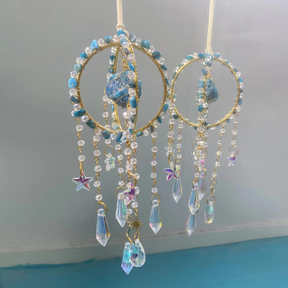 Rund naturlig solfångare i kristall/Round Natural Crystal Suncatcher