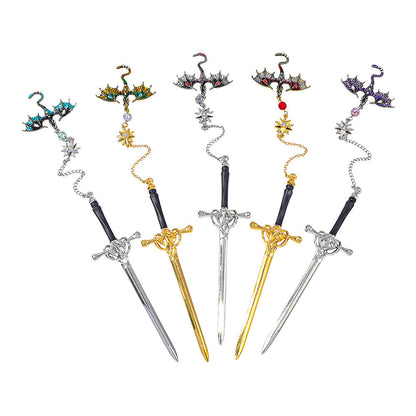 Bokmärke för fantasy-stegosaurus · Ge din läsning en touch av äventyr.