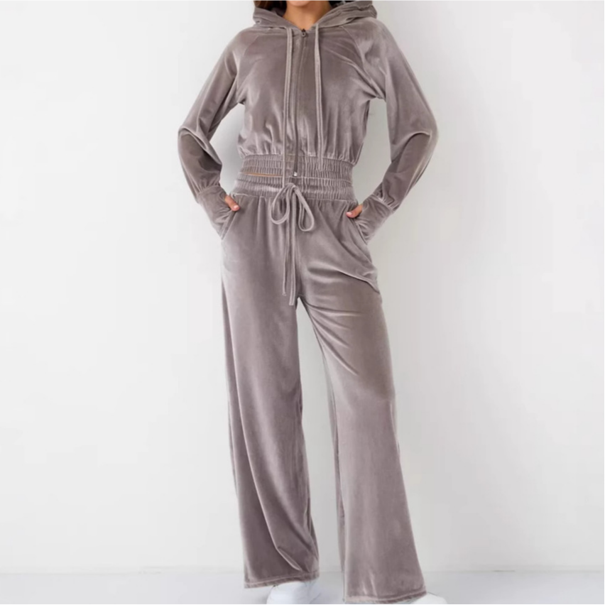 Damtröja Med Dragkedja Och Byxor, 2-delat Set