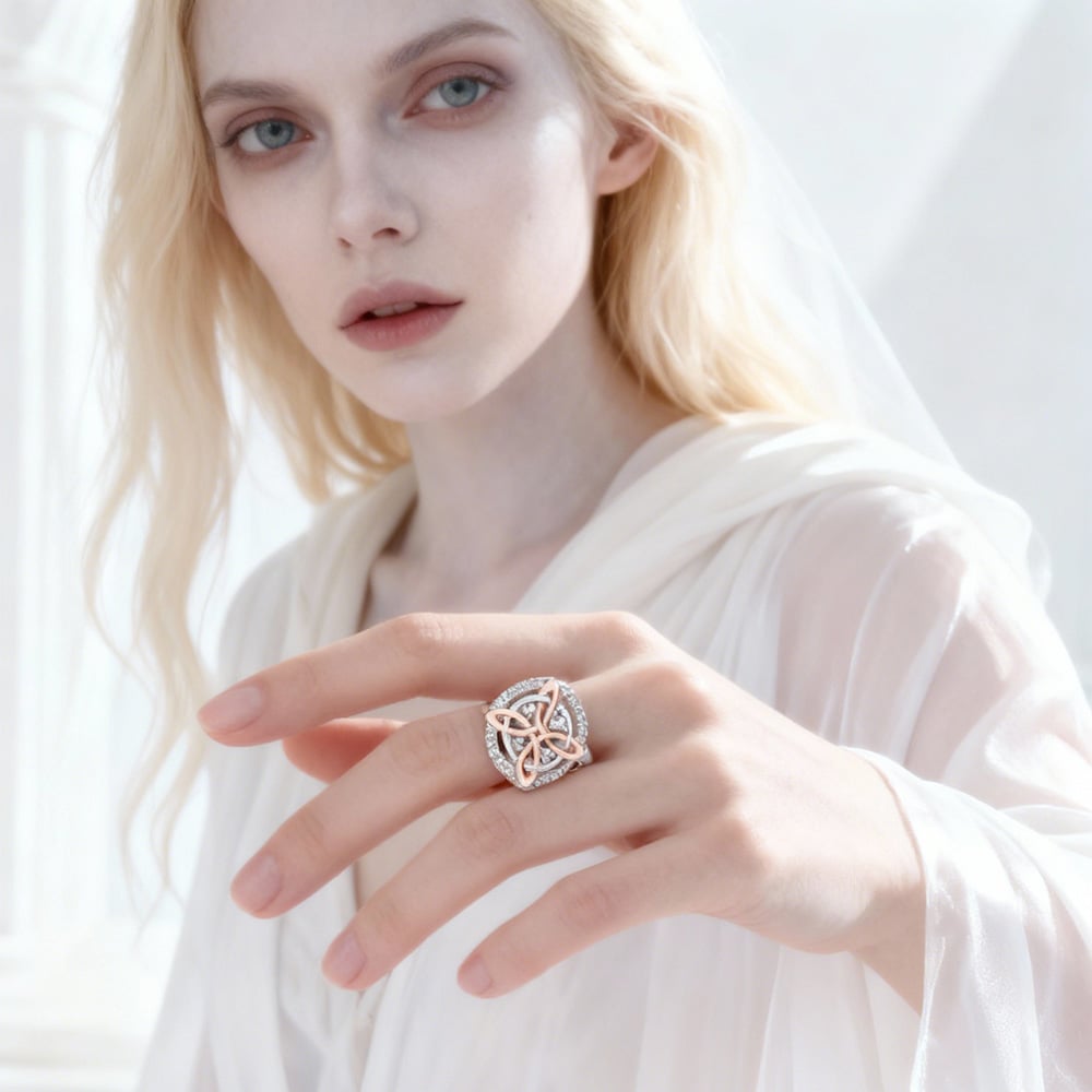 🔮💍Handgjord S925 Häxans Returknut Skyddsring💞Skydda dina nära och kära