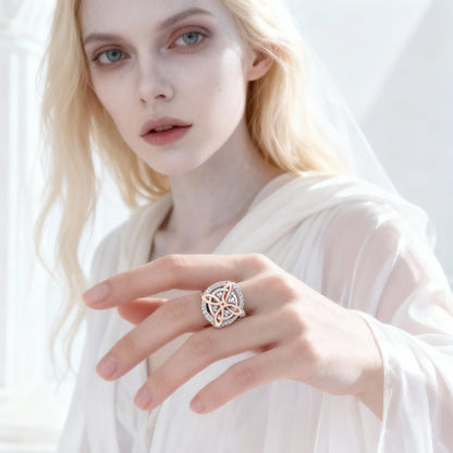 🔮💍Handgjord S925 Häxans Returknut Skyddsring💞Skydda dina nära och kära