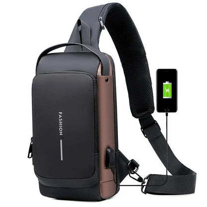 USB-laddning Sport Sling Stöldskyddad axelväska