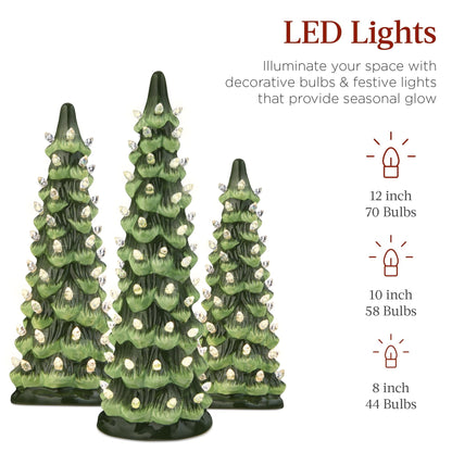 Handmålad keramisk julgran med led-lampor, förtänd🎄