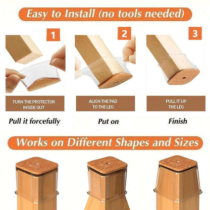 ✨ Transparenta benskydd för bord och stolar - Förtjockade, slitstarka, tysta och reptåliga filtbenskydd