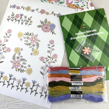 🌸Blomsterlinjer Designade Blomsterkantmönster Broderimönster – Stick & Stitch för nybörjare