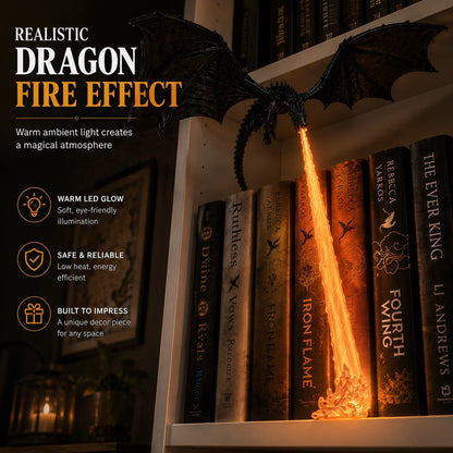 🐉 Fire-breathing dragon bookshelf decoration lamp + LED flame lighting set