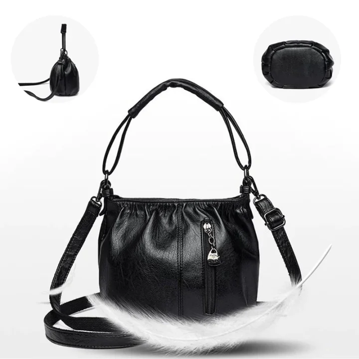 Mjuk läderväska med skrynklig design 👜✨