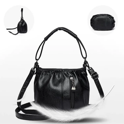 Mjuk läderväska med skrynklig design 👜✨