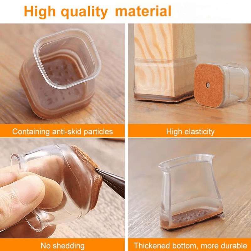 ✨ Transparenta benskydd för bord och stolar - Förtjockade, slitstarka, tysta och reptåliga filtbenskydd