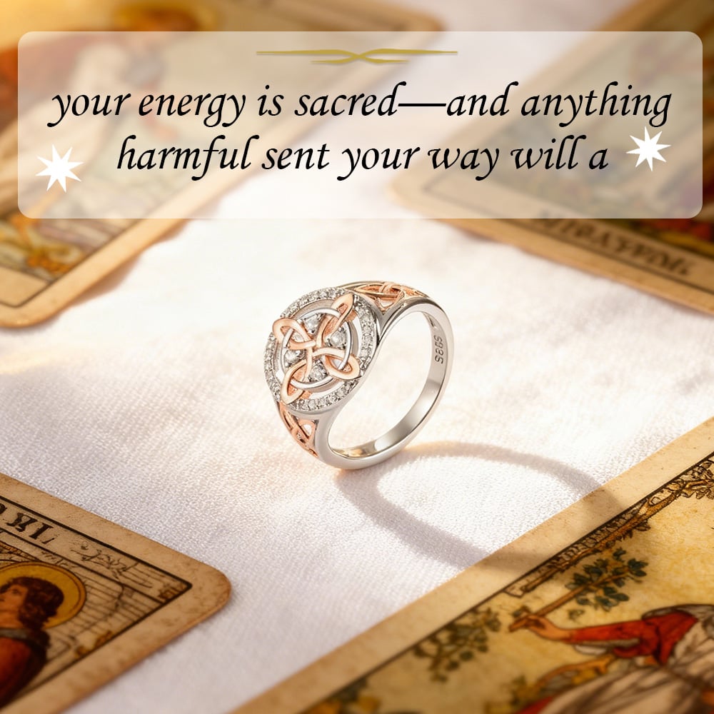 🔮💍Handgjord S925 Häxans Returknut Skyddsring💞Skydda dina nära och kära