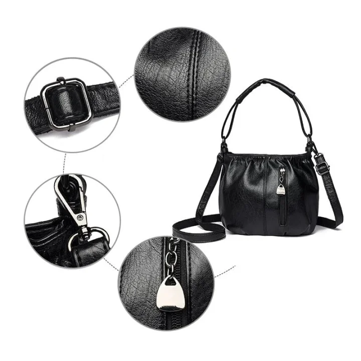 Mjuk läderväska med skrynklig design 👜✨