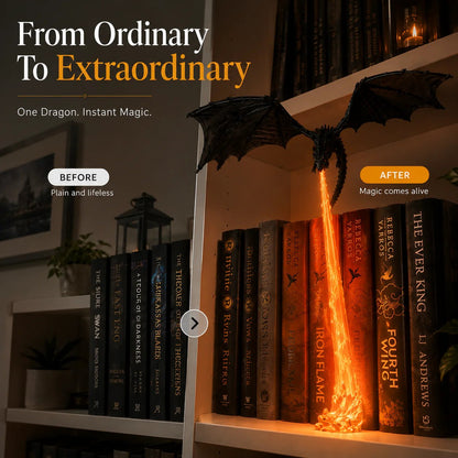 🐉 Fire-breathing dragon bookshelf decoration lamp + LED flame lighting set
