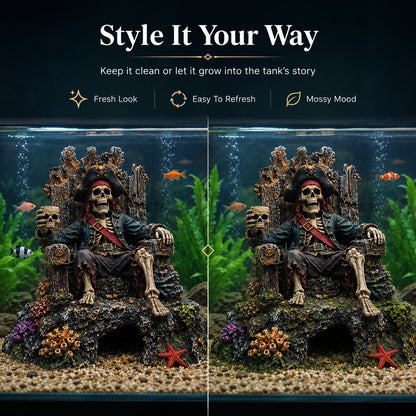 🌊☠️Underwater Pirate Skeleton Throne Aquarium Hideout Cave Decor